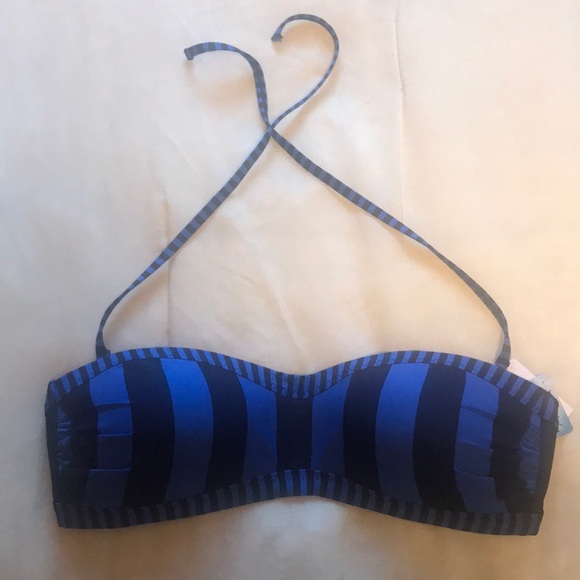 Athleta Other - Athleta Blue & Black Stripe Bandeau Bikini Top